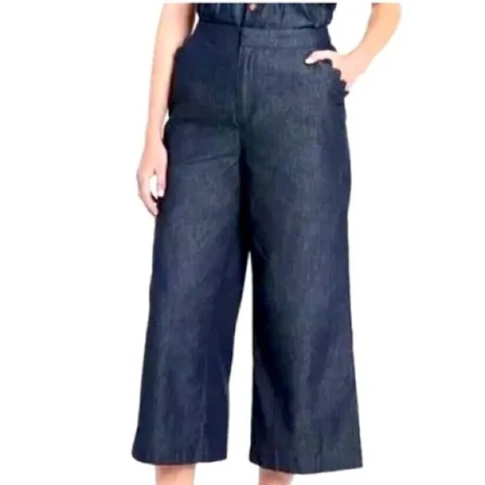 Kika Vargas Dark Blue Wide-Leg Pants